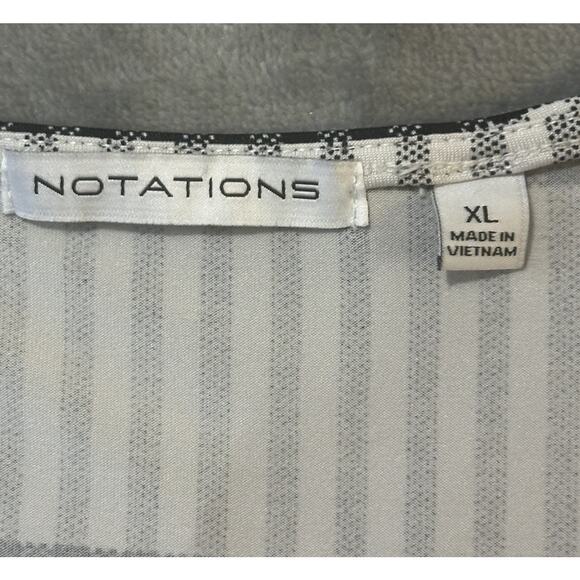 Notations Women’s XL Striped Plaid Bar Neck Top Short Sleeve Stretch Blouse - Picture 4 of 7